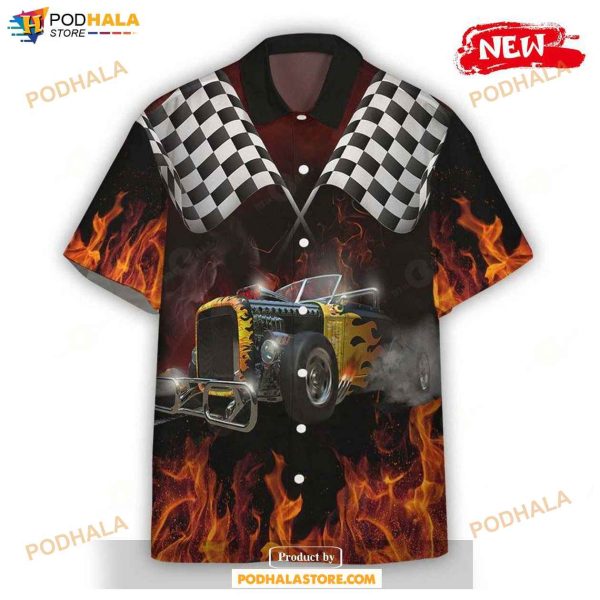 3D Hot Rod Car Racing Tropical Summer Hawaiian Shirt, Tropical Shirt for Women Men