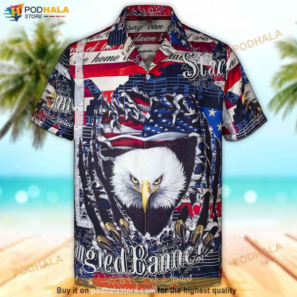 3D Eagle American Flag Hawaiian Shirt For Men Women , 4th Of July Gift