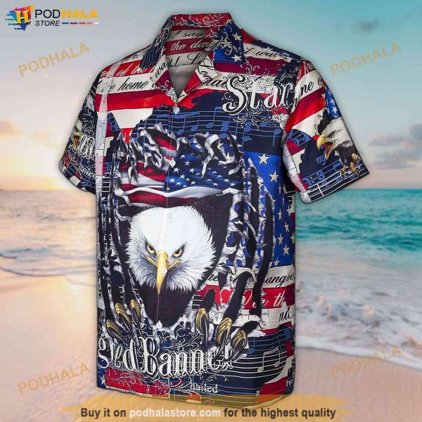 3D Eagle American Flag Hawaiian Shirt For Men Women , 4th Of July Gift
