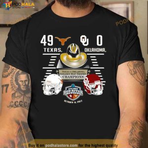 49 0 Texas Orange Texas Longhorns vs. Oklahoma Sooners 2022 Red River Showdown Football Score T Shirt