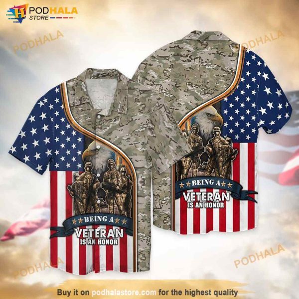 4th Of July Memorial Day American Being A Veteran Is A Honor Hawaiian Shirt