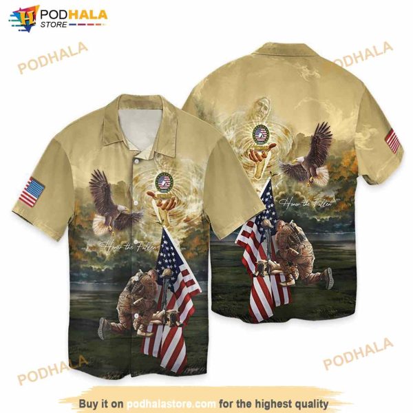 4th Of July Memorial Day American Eagle Honor The Fallen Hawaiian Shirt