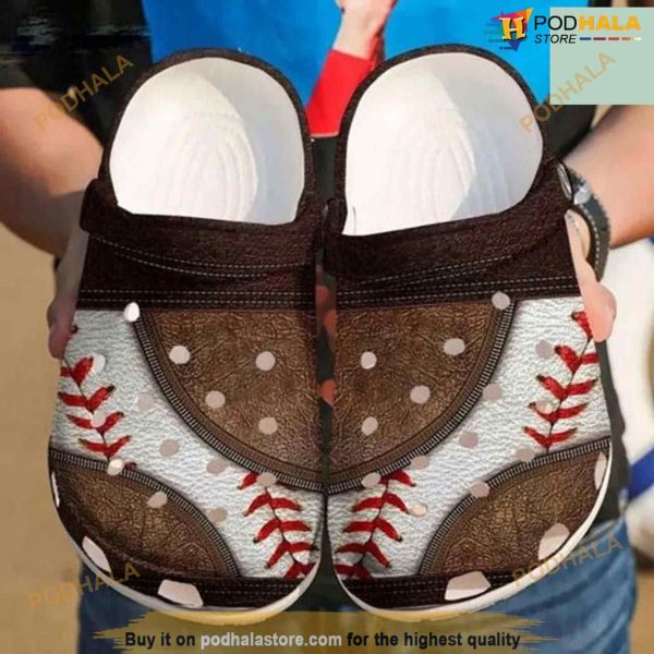 A Baseball Brown Pattern Crocs Clogs Shoes Clog For Men Women