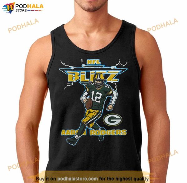 Aaron Rodgers NFL Blitz Green Bay Packers lighting Retro T Shirt