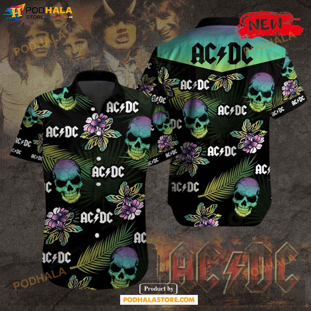 ACDC Skull Rock Baseball Jersey Shirt