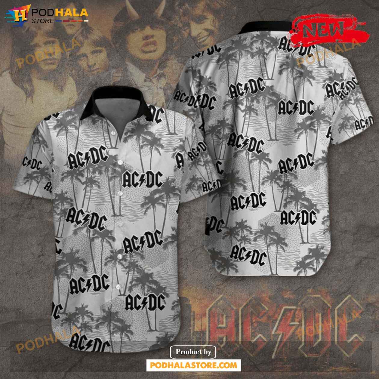 Acdc Rock Music White Coconut Tree Design Hawaiian Shirt Acdc Rock Music White Coconut Tree Design Hawaiian Shirt