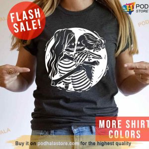 Aesthetic Skeleton Lesbian Couple Shirt, Queer Love Apparel, Lesbian Bridal Party Outfit