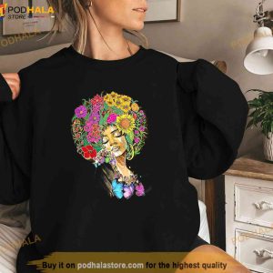 Afro Women Flowers Butterfly Latina African American Melanin Shirt 1