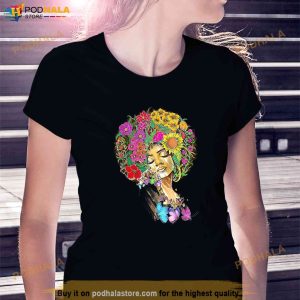 Afro Women Flowers Butterfly Latina African American Melanin Shirt 3