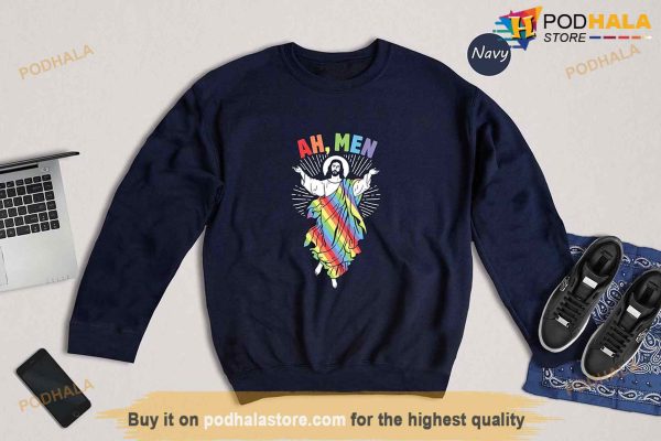 Ah Men Rainbow Gay Jesus Christian Shirt, Pride Shirt, Gay Rights T-Shirt