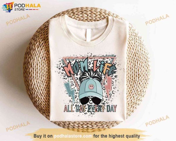All Day Every Day Mom Life Leopard Shirt, Summer Mama T-Shirt