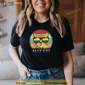 Ally Cat LGBT Gay Rainbow Pride Flag Funny Cat Lover Shirt