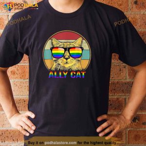 Ally Cat Lgbt Gay Rainbow Pride Flag Funny Cat Lover Shirt 2
