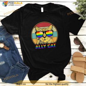 Ally Cat Lgbt Gay Rainbow Pride Flag Funny Cat Lover Shirt 3