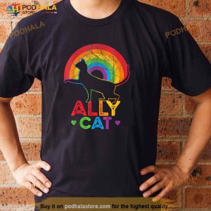 Ally Cat Lgbt Pride Ally Cat With Rainbow Shirt 1