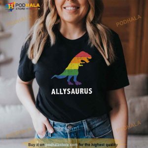 Allysaurus Dinosaur In Rainbow Flag For Ally Lgbt Pride Shirt 3