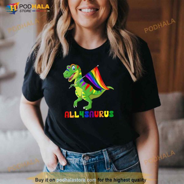 Allysaurus LGBT Shirt Dinosaur Rainbow Flag Ally LGBT Pride Shirt