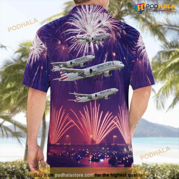 American Airlines Boeing 777-300er Fireworks Hawaiian Shirt For Men And Women