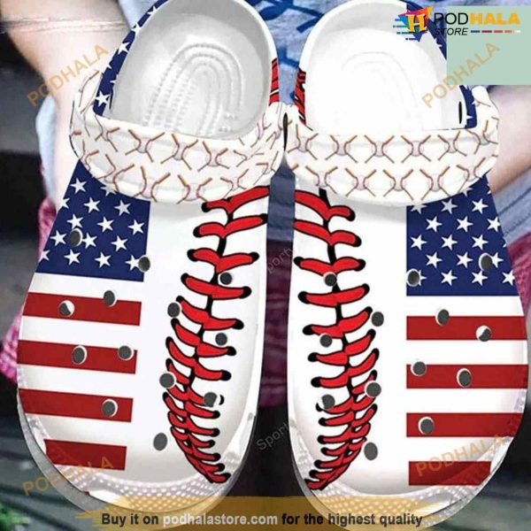 American Flag Baseball Crocs Clogs Shoes Clog For Men Women