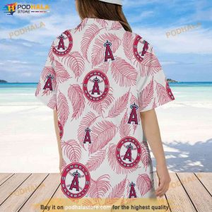Anaheim Angels Hawaiian Shirt Sketch Palm Leaves Seamless Pattern 2