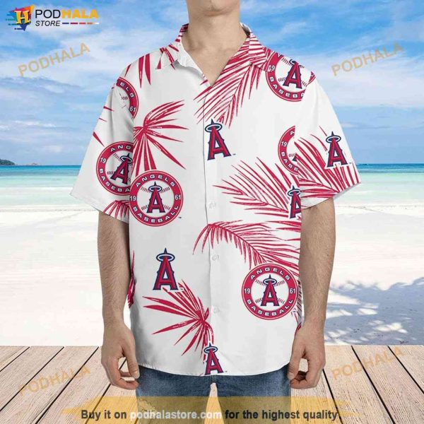 Anaheim Angels MLB Hawaiian Shirt Palm Leaves Pattern, Summer Vacation Gift