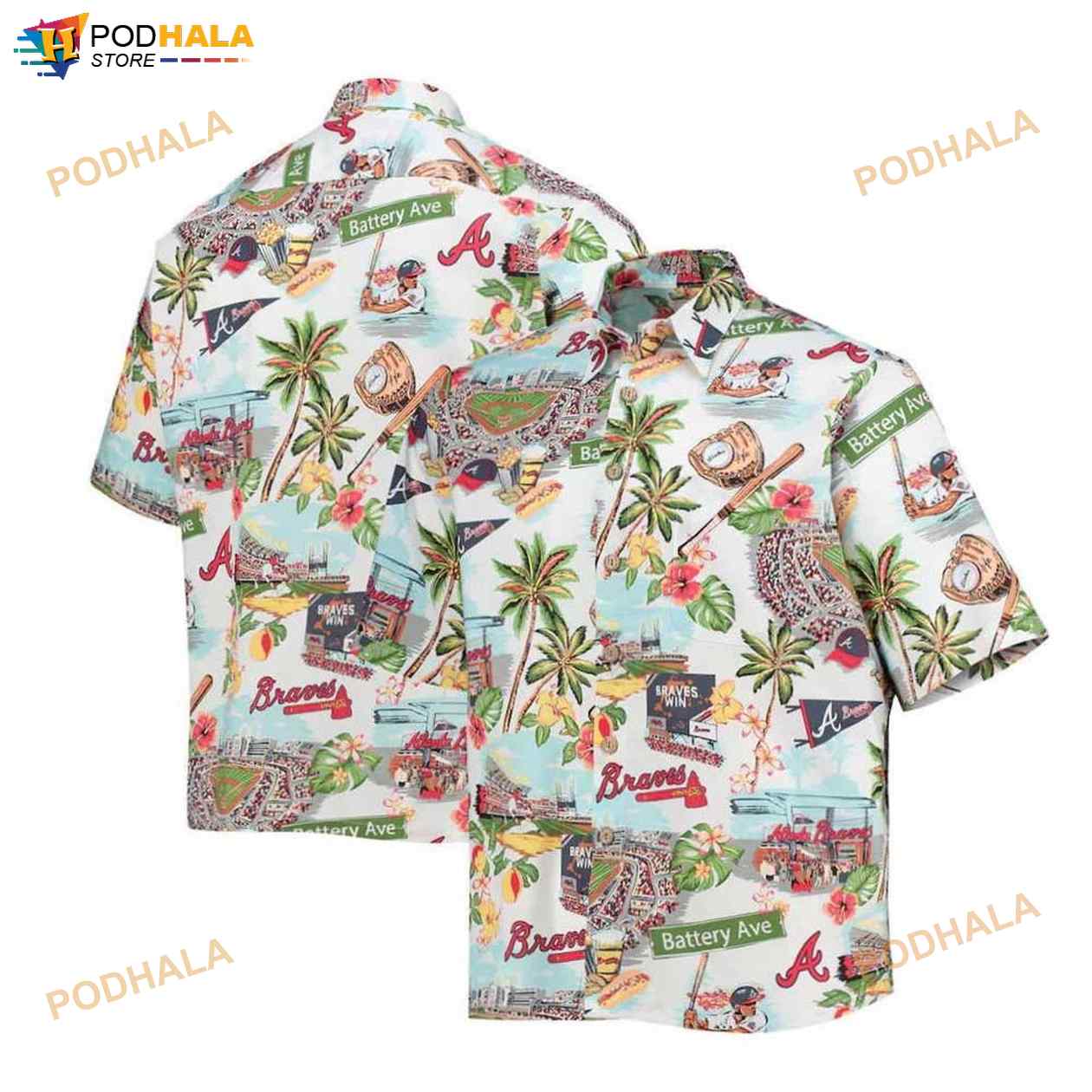 Atlanta Braves White Scenic 3D Funny Hawaiian Shirt - Bring Your