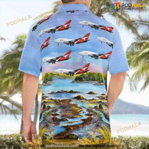 Australia Qantas Boeing 747sp 38 Button Up Hawaiian Shirt 2