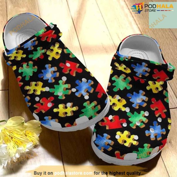 Autism Awareness Classic Clogs Shoes Puzzle Crocband Crocs Clog Shoes