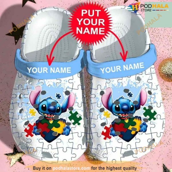 Autism Awareness Day Stitch Puzzle Pieces Crocs Crocband Clog Shoes
