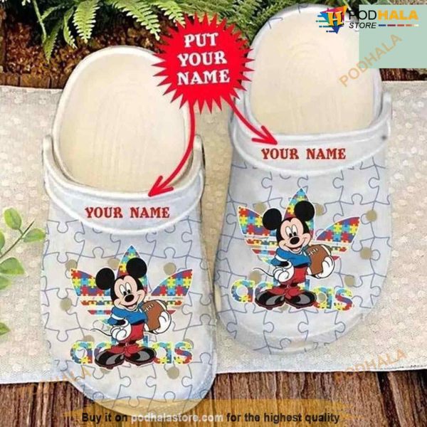 Autism Mickey Cute Disney Personalized Crocs Clog Shoes Comfortable For Men And Women