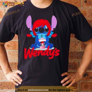 Baby Stitch Drinking Wendy's Shirt 2