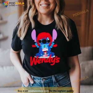 Baby Stitch Drinking Wendy's Shirt 3