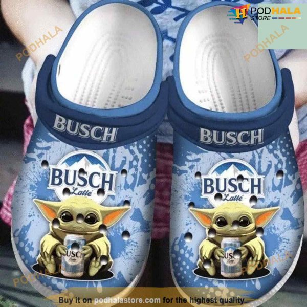 Baby Yoda Hug Busch Latte Beer Gift For Lover Crocs Clog Shoes