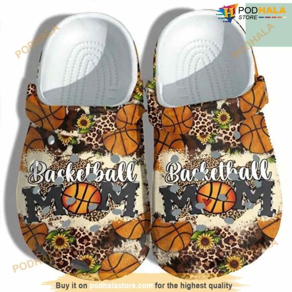 Basketball Mom Croc Shoes Leopard Sunflower Style