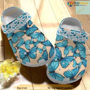 Beautiful Blue Butterfly Clog Shoes Full Of Butterflies Crocs Shoes Clogsbland