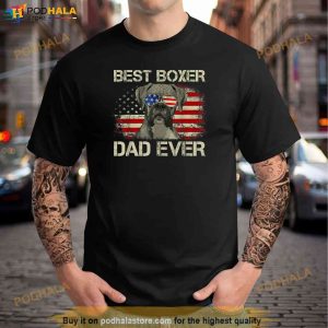 Best Boxer Dad Ever Tshirt Dog Lover American Flag Gift Shirt 2