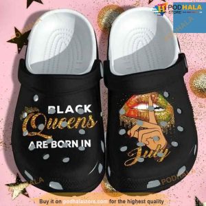 Black Queen July Birthday Shoes Croc Merch Africa Girl Lips Eye Catching Crocs Clog Shoes