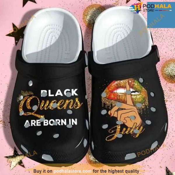 Black Queen July Birthday Shoes Croc Merch Africa Girl Lips Eye Catching Crocs Clog Shoes