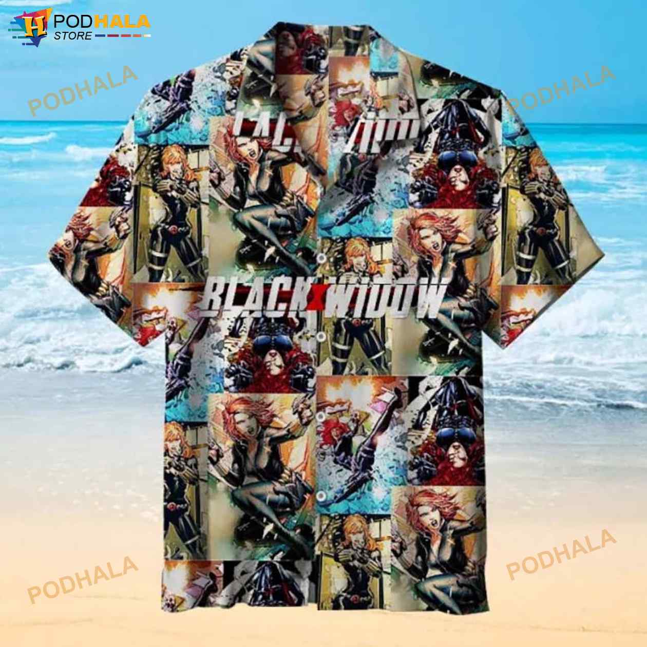 Black Widow Comics 3D Funny Hawaiian Shirt Black Widow Comics 3D Funny Hawaiian Shirt