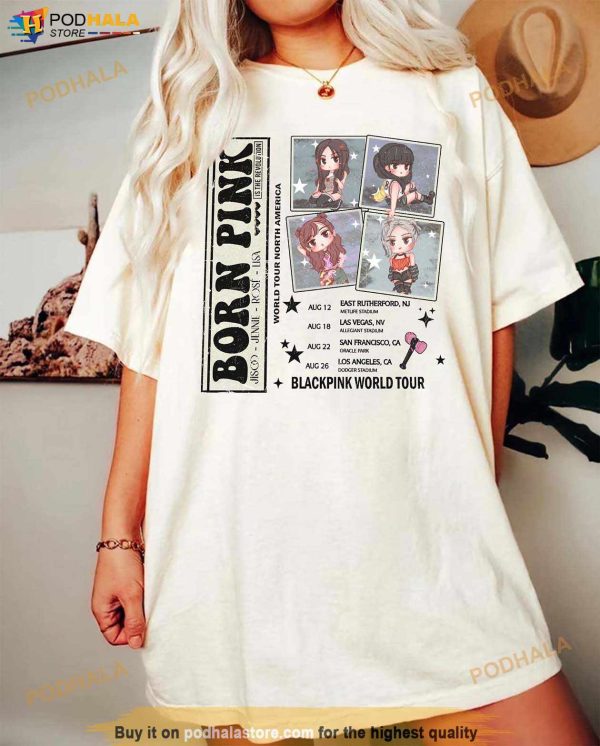 Blackpink Born Pink Chibi Shirt, BlackPink Kpop Tee, Born Pink World Tour Gift