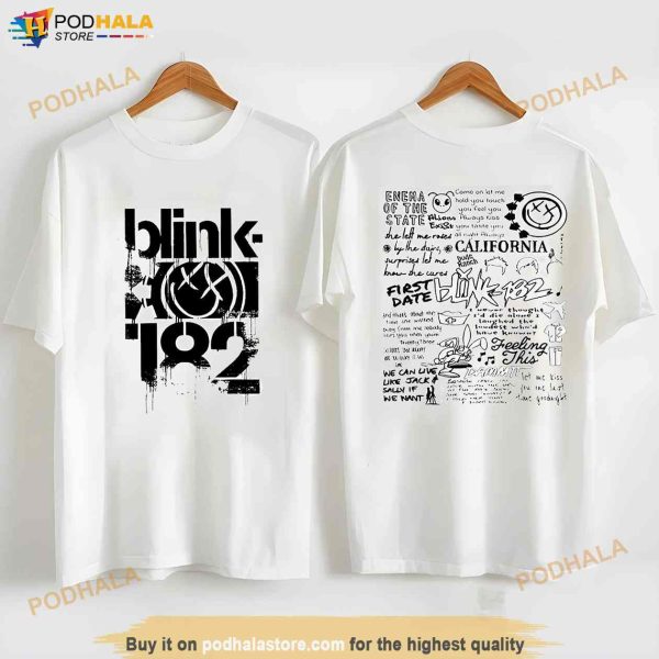 Blink182 The World Tour 2023 Shirt, Blink Smile 182 Tee, Blink 182 Lyric Album