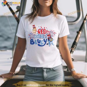 Bluey and Bingo 4th July Shirt, Bluey Kids Shirt, Bluey Fourth of July Fireworks Tee