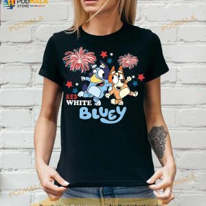 Bluey And Bingo 4th July Shirt Red White Bluey Fireworks Shirt 3