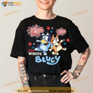 Bluey And Bingo 4th July Shirt Red White Bluey Fireworks Shirt 4
