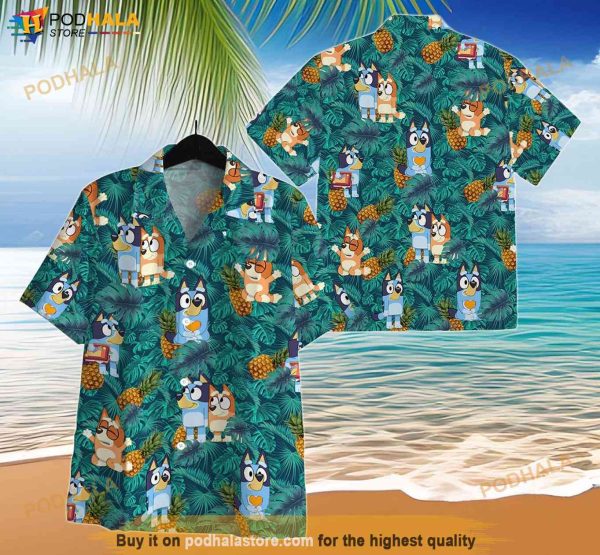 Bluey Daddy Hawaiian Shirt, Husband Hawaiian Aloha Shirt Fathers Day Gift