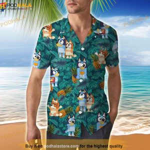 Bluey Daddy Tropical Hawaiian Shirt, Father's Gift Summer Beach Shirt