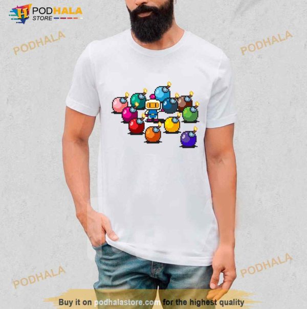 Bomberman Rainbow Bombs Pixel Art Shirt