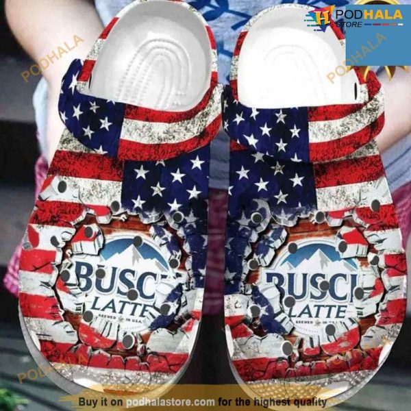 Busch Latte America Flag Busch Light Beer Crocs Crocband Clog Shoes
