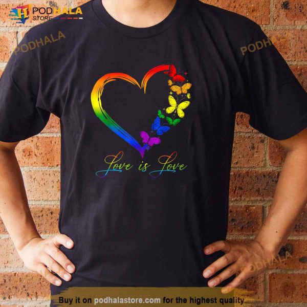 Butterfly Heart Rainbow Love Is Love LGBT Gay Lesbian Pride 9790 Shirt