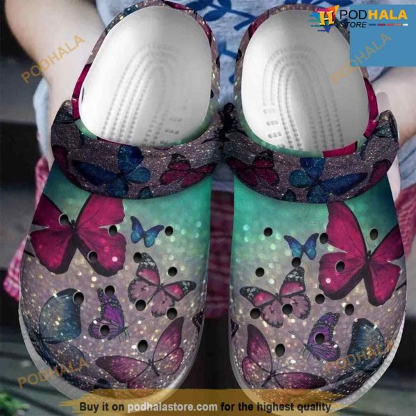 Butterfly On Bling Road Clog Shoes For Women Crocs Clog Shoes